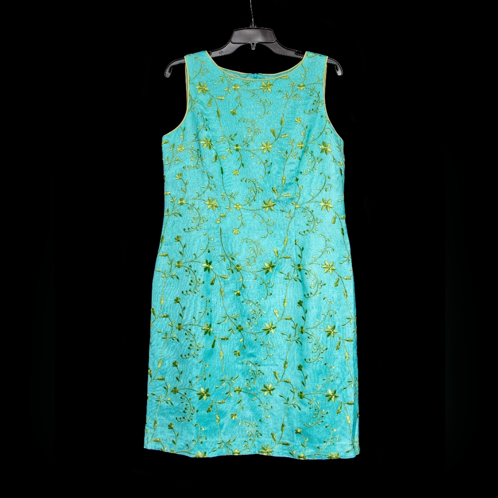 Coldwater Creek floral embroidered brocade sleeveless shift dress 10